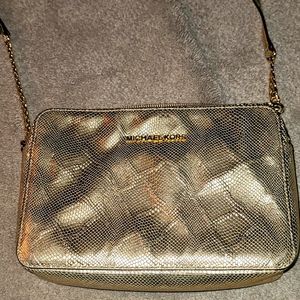 MK Jet set gold snake print bag